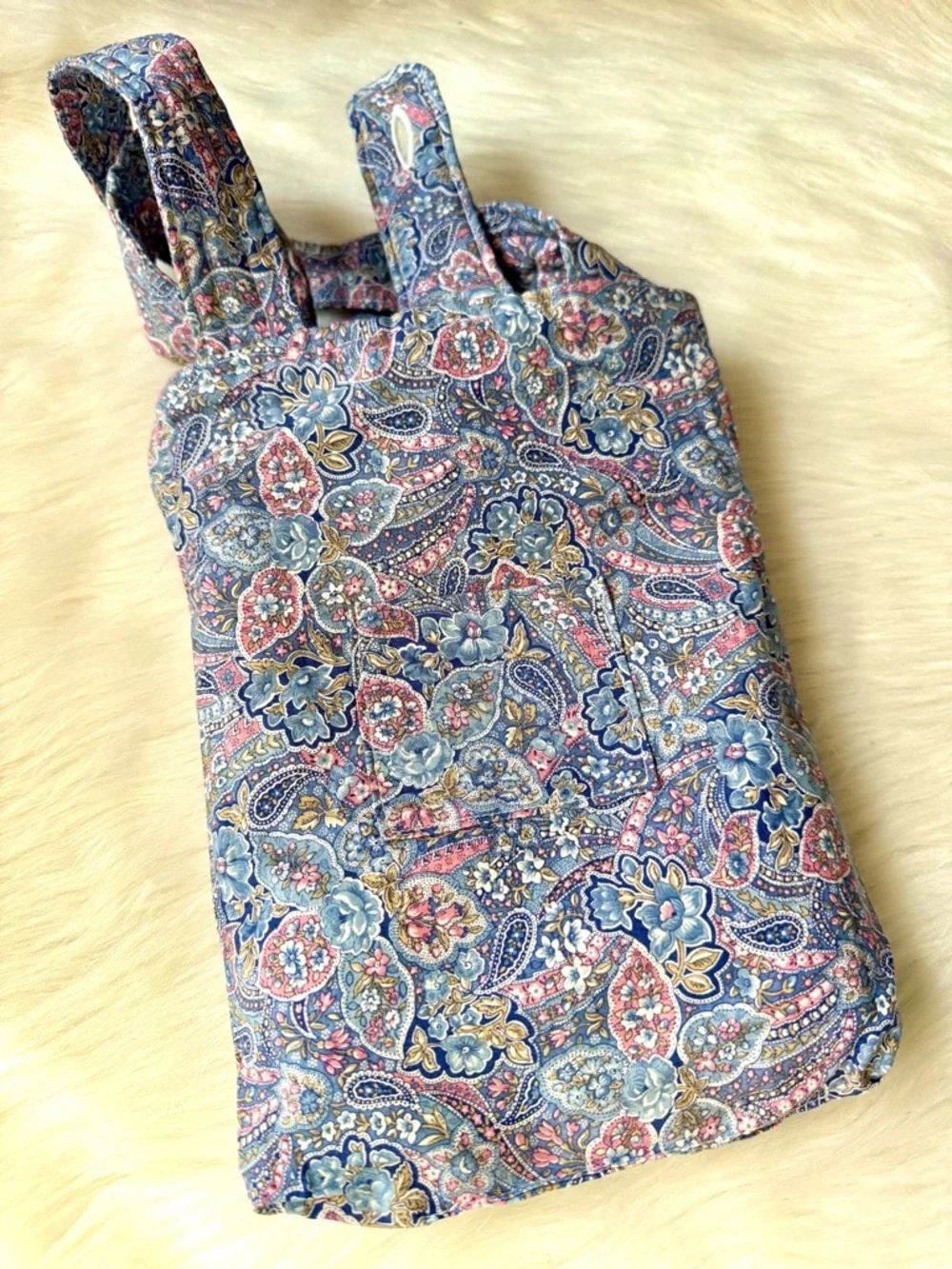 Vintage Inspired Paisley Quilted Mini Tote Lightweight Fabric‎ Bag
